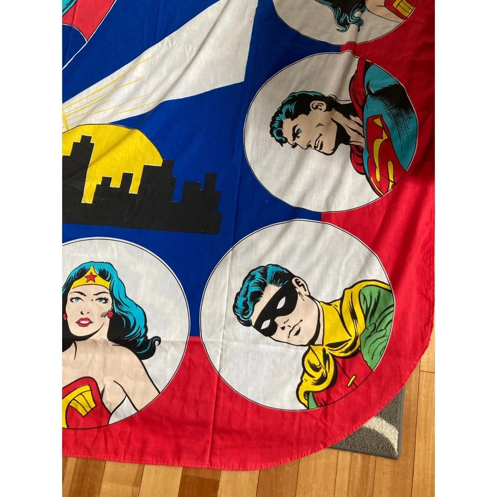 Vtg 1977 DC Comics Superman Flat Sheet Batman Wonder Woman Twin‎ Full Retro